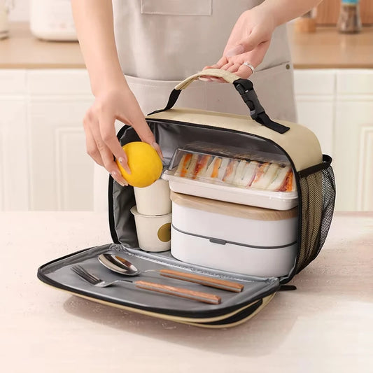 Capacity Hand-Held Insulated Bag, Insulated Lunch Box Bag, Student Thickened Waterproof Lunch Bag