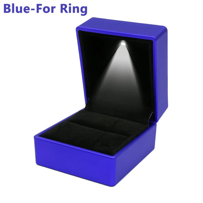 LED Jewelry Box Ring Box with LED Light Engagement Wedding Rings Case Boxes Pendant Earring Display Case Storage Jewellery Gift