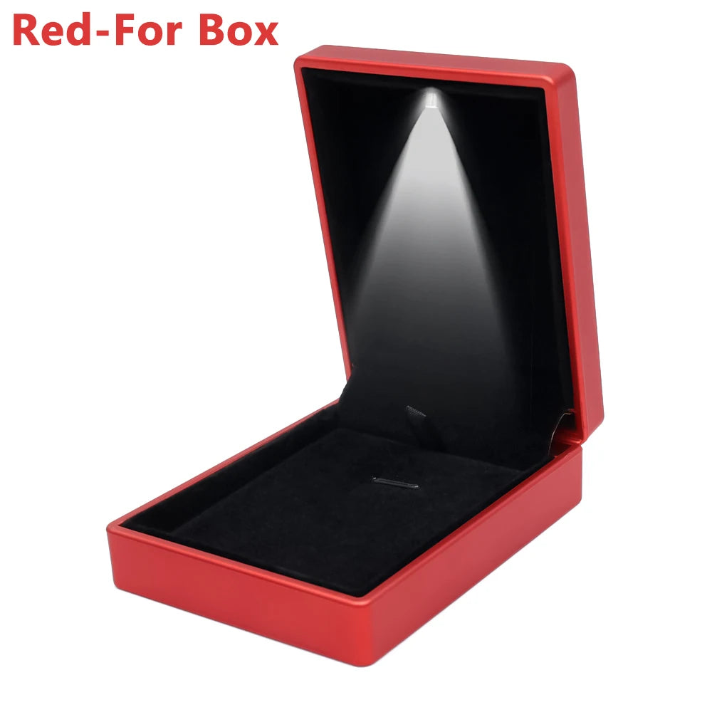 LED Jewelry Box Ring Box with LED Light Engagement Wedding Rings Case Boxes Pendant Earring Display Case Storage Jewellery Gift