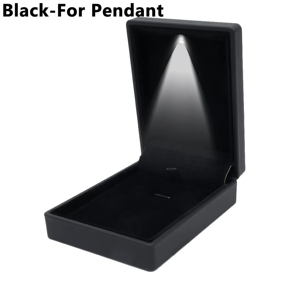 LED Jewelry Box Ring Box with LED Light Engagement Wedding Rings Case Boxes Pendant Earring Display Case Storage Jewellery Gift