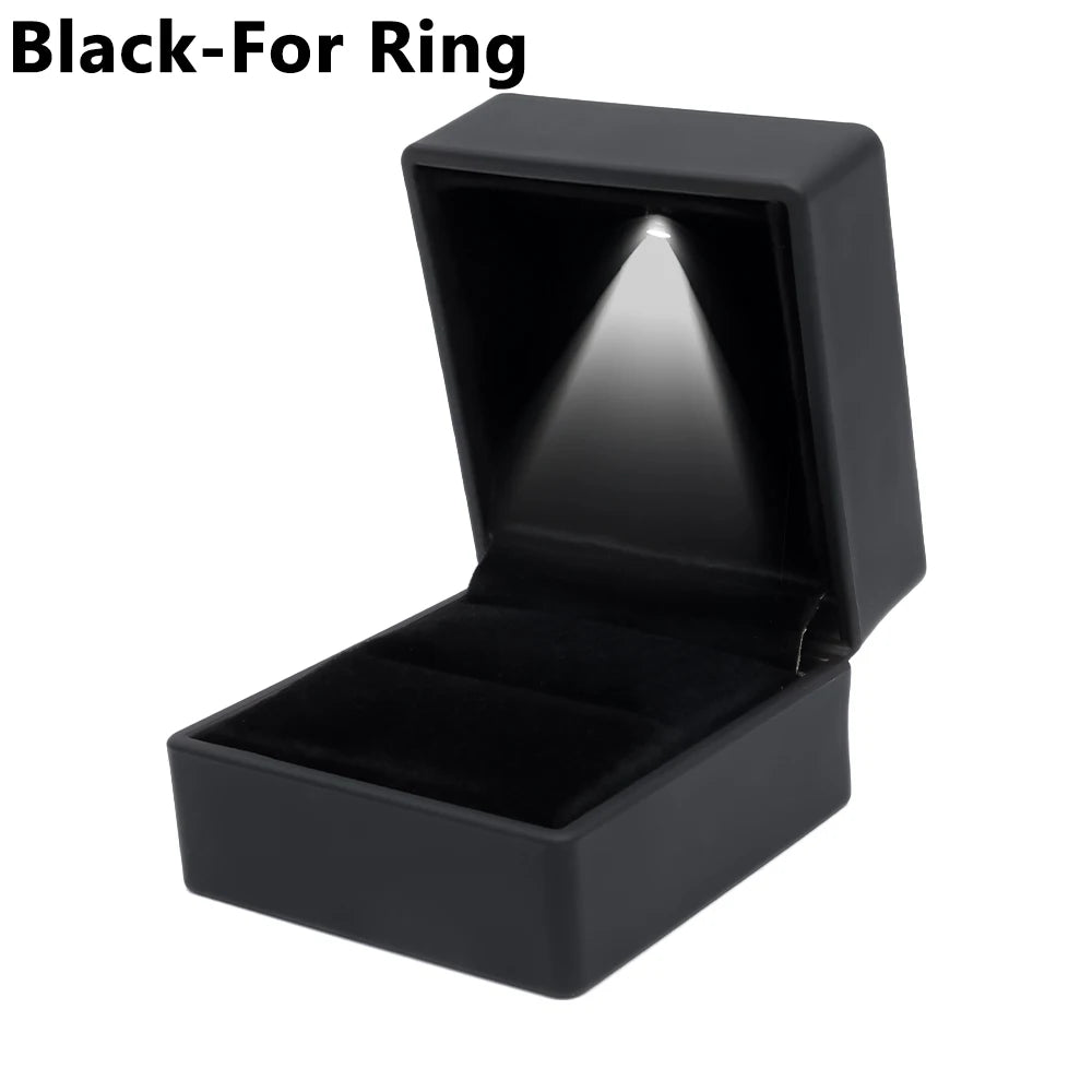 LED Jewelry Box Ring Box with LED Light Engagement Wedding Rings Case Boxes Pendant Earring Display Case Storage Jewellery Gift